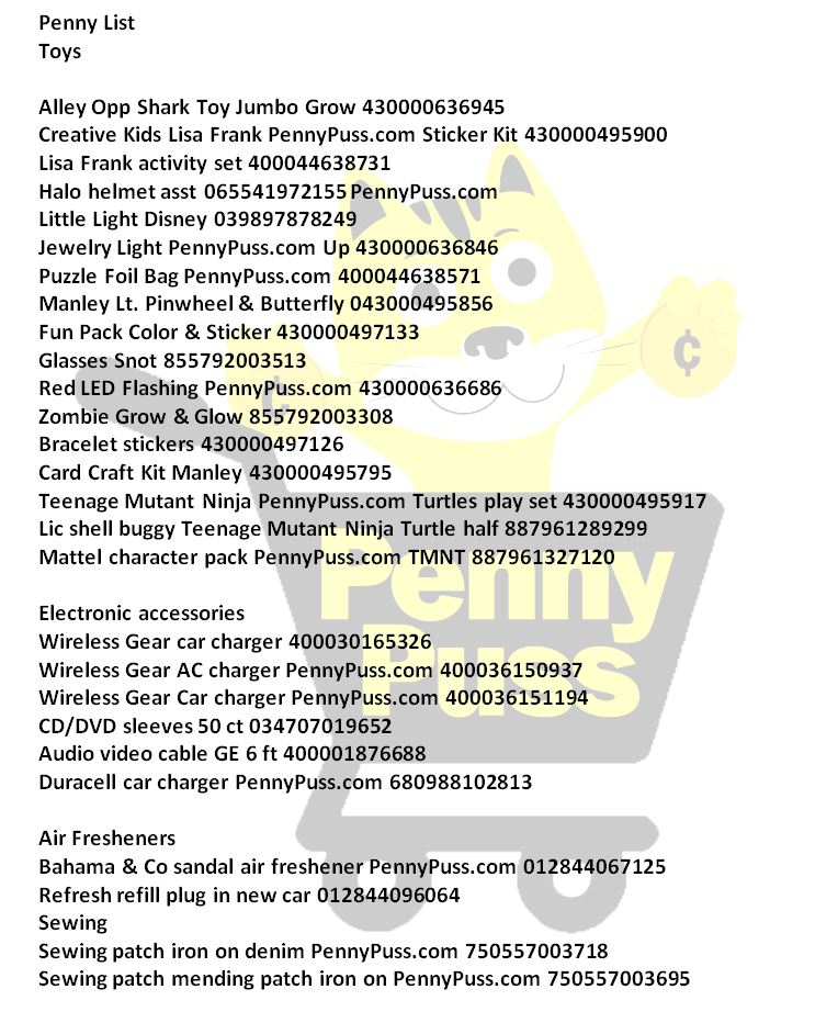 New Dollar General Penny List