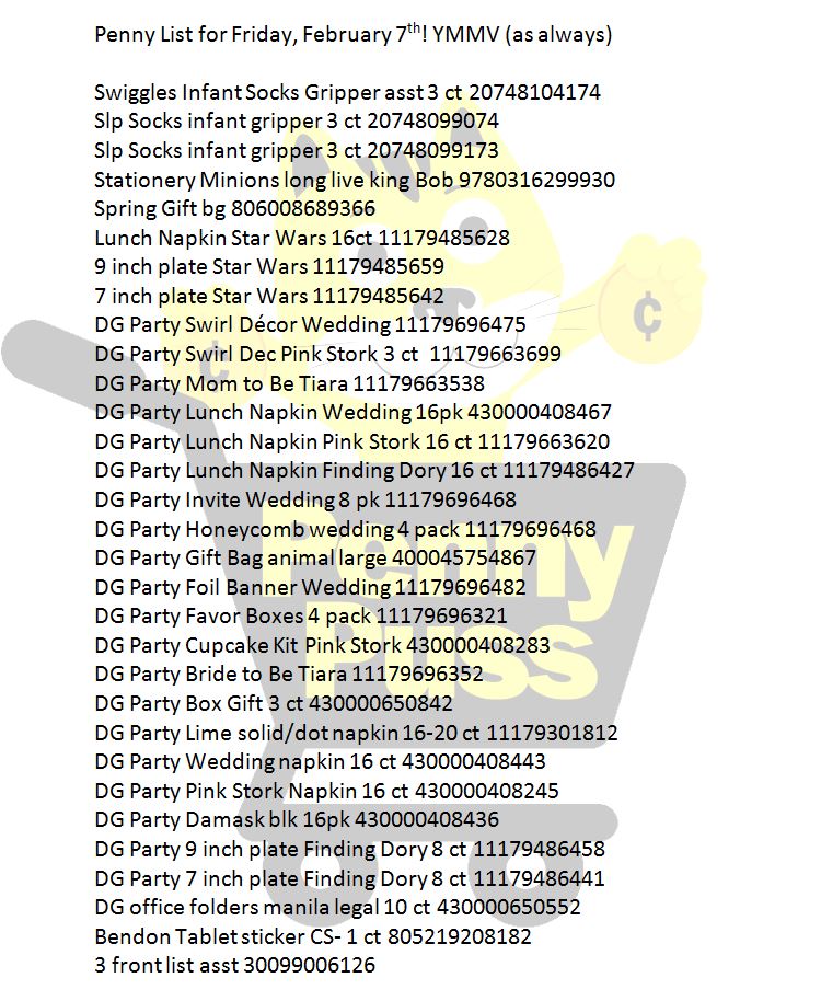 Dollar General Penny List For Friday Today Penny Puss