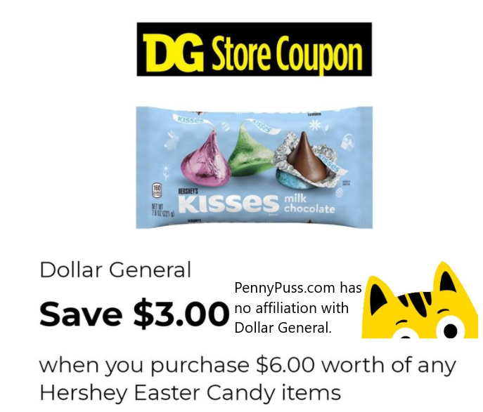 NEW DG digital coupon! $3 off $6 Hershey's Easter Candy!