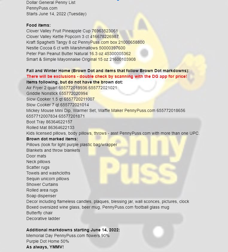 Dollar General Penny List For June 14 2022