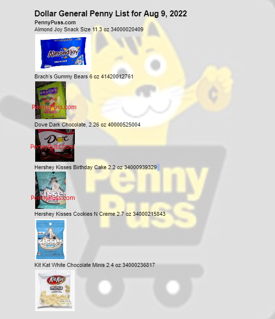 Dollar General Penny List For Tuesday Aug 9