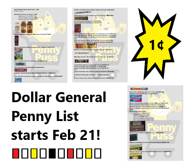 Dollar General Penny List for Feb 21 Dollar General Penny List for Feb 21