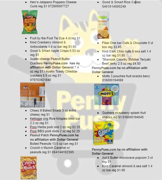 Dollar General Remodels Food and Snacks List