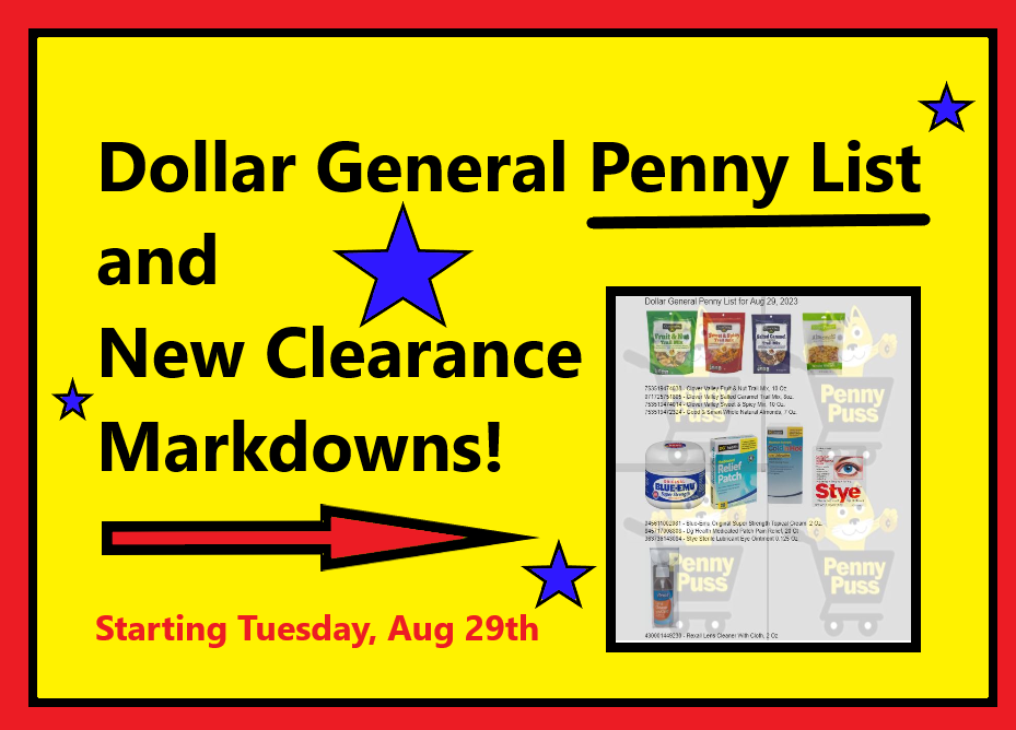 Dollar General PENNY LIST and Clearance for Aug 29th